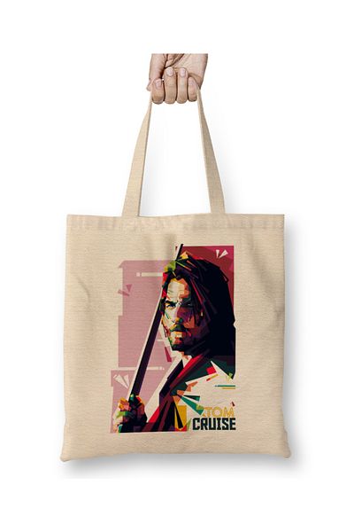 Baskı Dükkanı Tom Cruise Pop Art Tote Τσάντα με μακριά λαβή