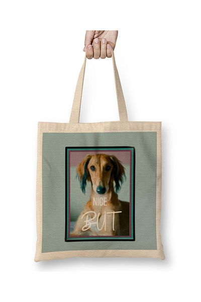 Baskı Dükkanı Υφασμάτινη τσάντα δώρου NICE BUT DOG Lover με μακριά λαβή