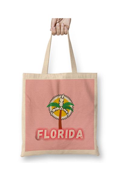 Baskı Dükkanı Florida Love Vintage ρετρό υφασμάτινη τσάντα Rainbow με μακριά λαβή