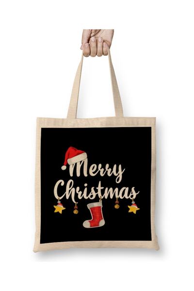 Baskı Dükkanı حقيبة قماش ذات مقبض طويل لعيد الميلاد المجيد 020 لمفهوم العام ا...