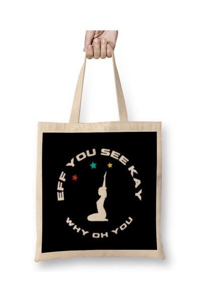 Baskı Dükkanı Eff You See Kay Why Oh You YOGA LOVER Tkanina Torba Duga Sa ručkom