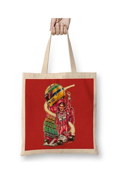 Baskı Dükkanı Ayrton Senna Cloth Bag Long Handle