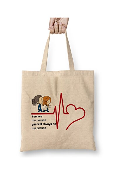 Baskı Dükkanı حقيبة قماش من جريز أناتومي بمقبض طويل