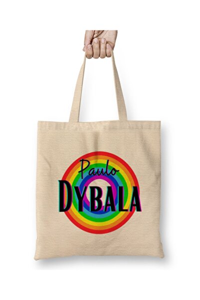 Baskı Dükkanı Paulo Dybala - Vintage retro tkanina u stilu duginih boja Torba...