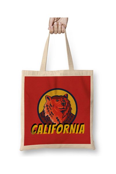 Baskı Dükkanı Υφασμάτινη τσάντα California Bear Love με μακριά λαβή