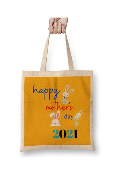 Baskı Dükkanı Μακριά λαβή υφασμάτινη τσάντα Mother's Day 2021 Mother Heart Rainbows