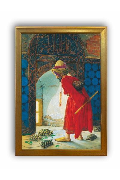 beedene Çerçeveli Tablo Kaplumbağa Terbiyecisi - Osman Hamdi