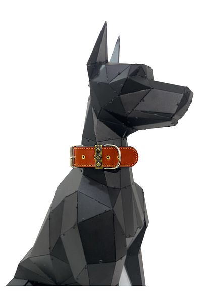 Tasma Market Soft Textured Brick Color Leather Dog Collar