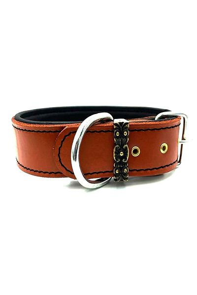 Tasma Market Soft Textured Brick Color Leather Dog Collar