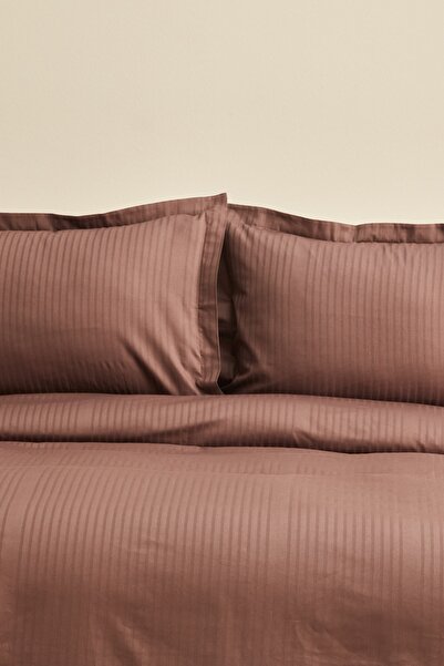 Karaca Home Uniq 100% Cotton Double Satin Duvet Cover Set Brown