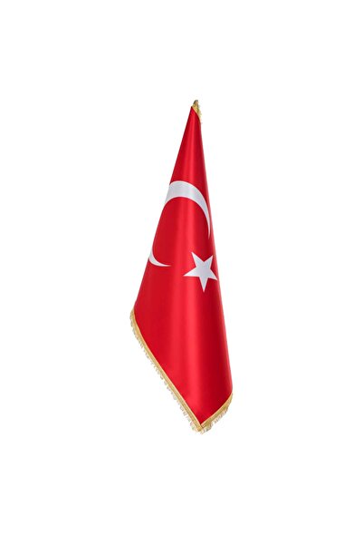 ZC Bayrak Türk Makam Bayrağı Krom Kaplı Direk Ve Simli Bayrak Seti