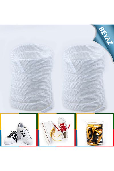 AiryFooT Sports Shoe Laces Compatible Nike, Adidas Skechers, Converse Shoe Laces 120 Cm 1 Pair White
