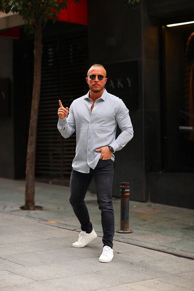 HAWKKİNG Ανδρικό πουκάμισο Oversize με υφή