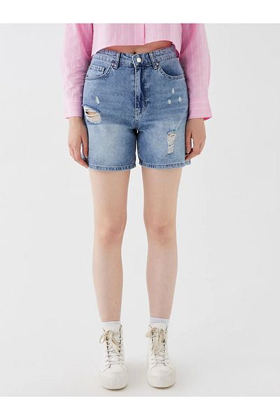 LC Waikiki LCW Jeans Pantaloni scurți de damă, cu detaliu rupt, cu potrivire standard