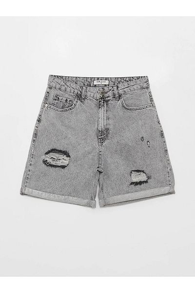 LC Waikiki LCW Jeans Standard Fit Ripped Detailed Women's Jean Shorts