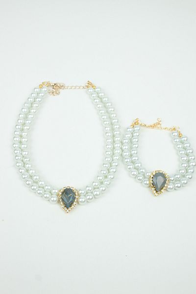 Liveyn Design Drop Crystal Stone Necklace Bracelet Set