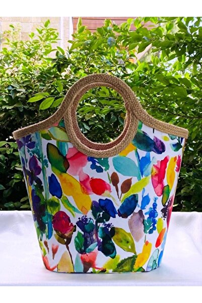 çanta tasarımcısı Watercolor Multicolor Beach Bag