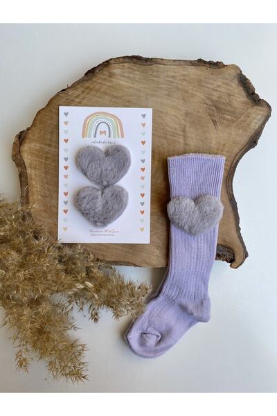 Miniminiksdesing طقم جوارب للركبة وإبزيم مع إكسسوارات على شكل قلب