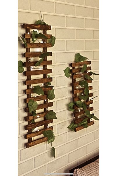 Genel Markalar Peri Ledli Sarmaşıklı Ahşap Saksı Standı Çiçeklik Kış Bahçesi Balkon Dekor Yapay Çiçek Yapay Çiçek