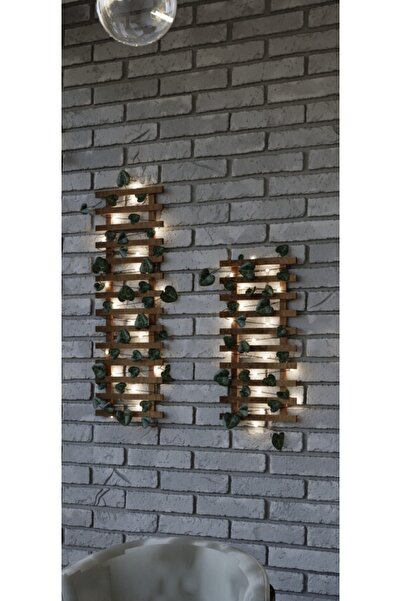 Genel Markalar Peri Ledli Sarmaşıklı Ahşap Saksı Standı Çiçeklik Kış Bahçesi Balkon Dekor Yapay Çiçek Yapay Çiçek