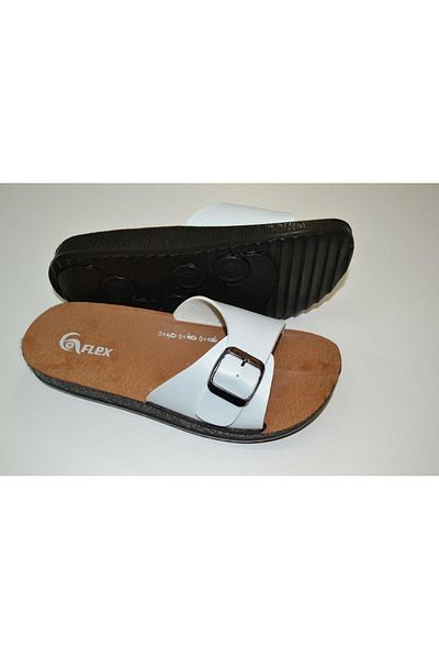 byzek WOMEN'S ANATOMICAL POLYURETANE SOLE ADJUSTABLE SINGLE BUCKLE WHITE COLOR SLIPPERS