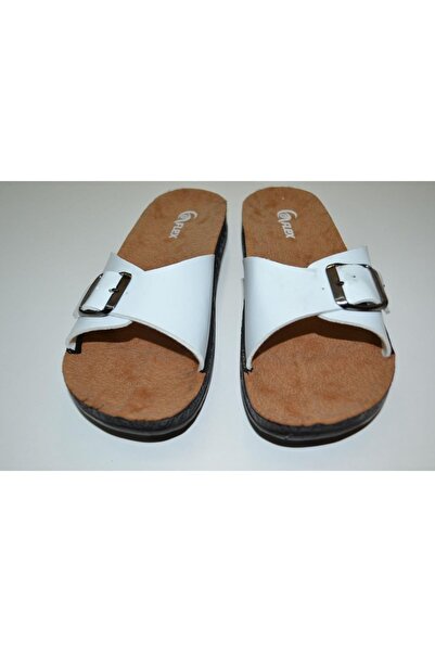 byzek WOMEN'S ANATOMICAL POLYURETANE SOLE ADJUSTABLE SINGLE BUCKLE WHITE COLOR SLIPPERS