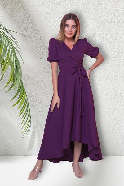 Bidoluelbise Women's Asymmetrical Cut Double Breasted Collar Short Sleeve Evening Dress