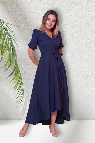 Bidoluelbise Women's Asymmetrical Cut Double Breasted Collar Short Sleeve Evening Dress