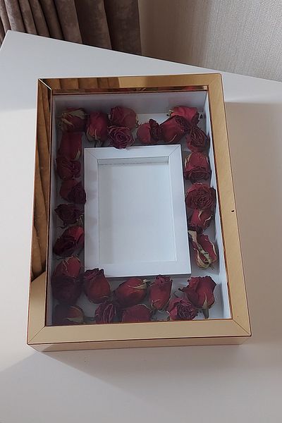 Verda Çerçeve 25x35 Cm Model Design Rose Box Cadru de memorie cu zonă foto de culoare aurie! Model nou de ramă!