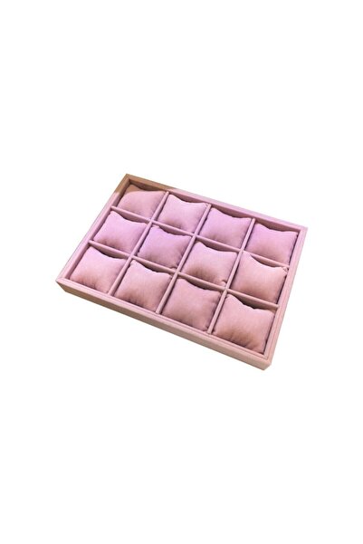 Ospina Saat Bileklik Takı Standı Süet Yastıklı Gri Bölmeli