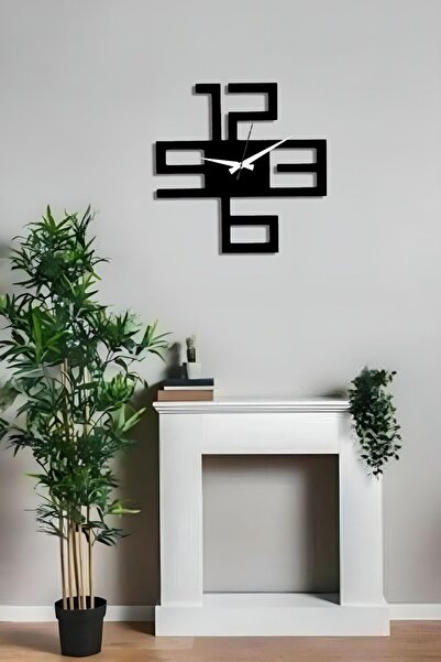 Ensa Design Ceas de perete decorativ modern din lemn cu cifre mari 40x40cm