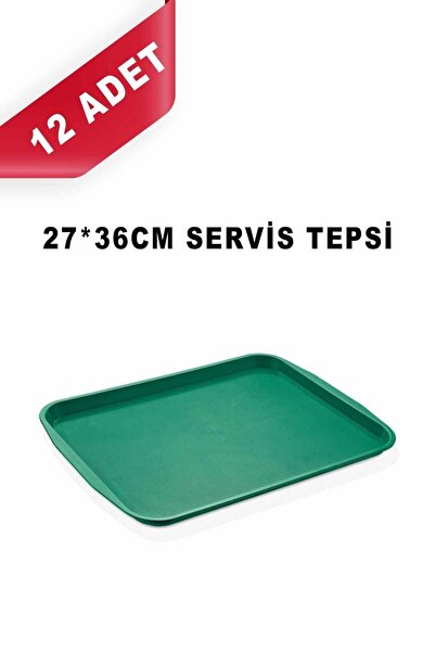 GastroPlast 27*36cm Yeşil Renk Plastik Servis Tepsisi - 12 Adet