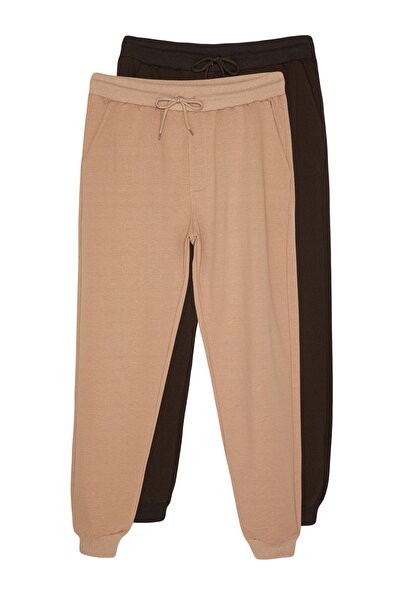 Trendyol Collection Regular Cut καφέ-μπεζ φούτερ Jogger 2 Pack - Elastic Leg TMNAW22EA0279