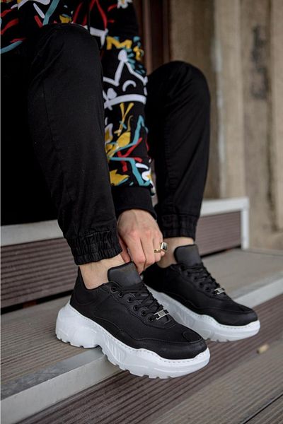 Paolo Zaccardi P-n75 Lace-Up High/Thick Orthopedic Sole Men's Sneaker Sports Shoes Bt Black