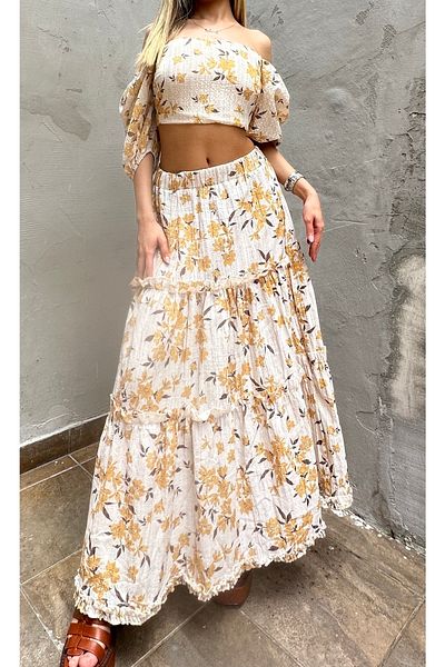 Rabury Butik Linen Flowers Yellow Suit