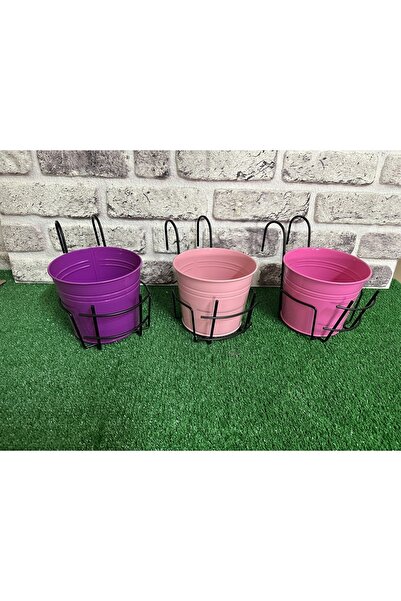 Feronyahome & Garden 3'lü Metal Yuvarlak Balkon Askılı Saksılık