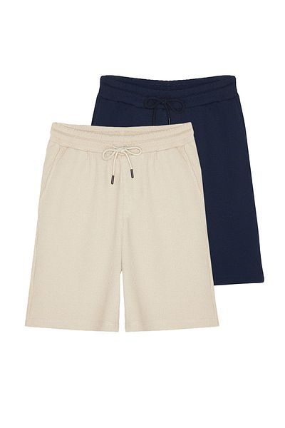 Trendyol Collection Marineblau-Beige Regular Cord 2pc Shorts & Bermuda TMNSS23SR00076