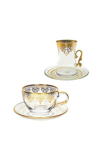 Paşabahçe , Altın Yaldızlı Çay Ve Kahve Fincanları, 4 Parça, 12 Ayar Altın