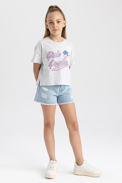 DeFacto Girl's Pink Panther Crop Short Sleeve T-Shirt A8555a823hs