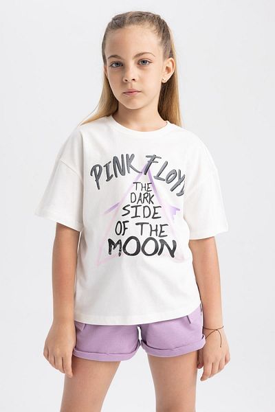 DeFacto Girl's Pink Floyd Relax Fit Short Sleeve T-Shirt A5239a823hs