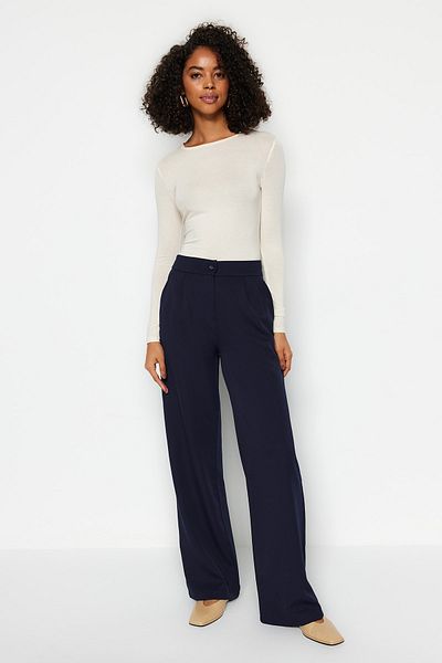 Trendyol Collection Marineblaue gewebte Hose mit weitem Bein – TWOAW22PL0139