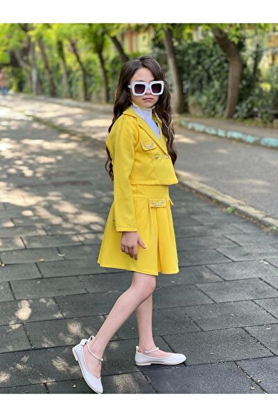 MELODY Sarı Zincir Detaylı Kız Çocuk Takım