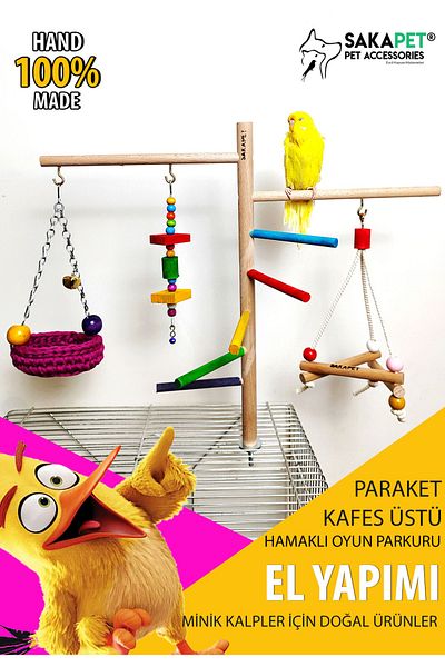 SAKAPET Giant Fun Platform - Paraket Cage Top with Hammock, Ts07