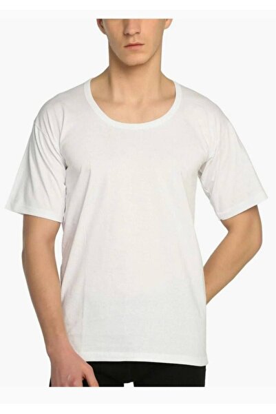 Tutku Мъжка бяла памучна тениска с обло деколте 103 Нов сезон (икономична опаковка от 7 броя)