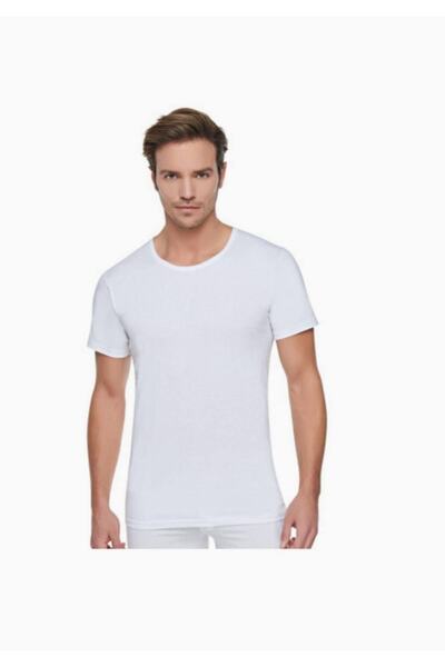 Tutku Men's White Combed Crew Neck Undershirt 103 New Season (1 Economical)