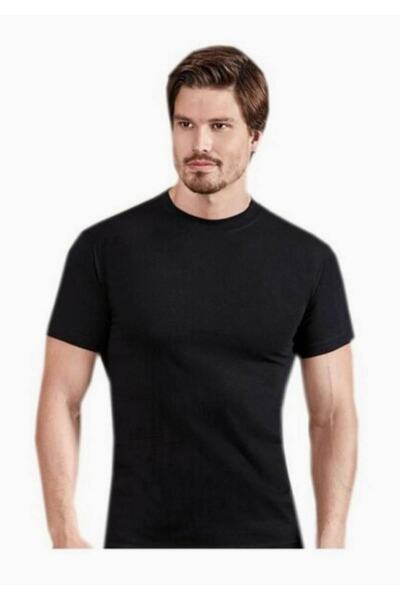 Tutku Men's Black Crew Neck Undershirt Undershirt New Season (6 Pieces Econom...