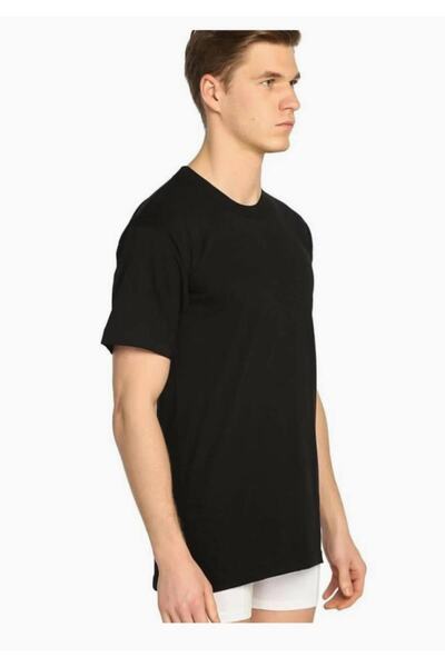 Tutku Men's Black O Neck Short Sleeve Undershirt New Season