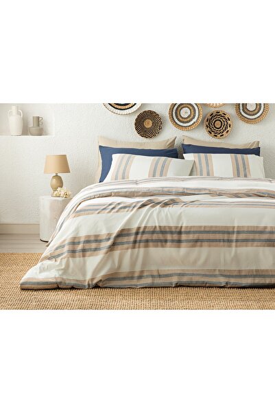 English Home طقم غطاء لحاف مزدوج مطلي بخيوط مائية مقاس 200 × 220 سم أزرق داكن...