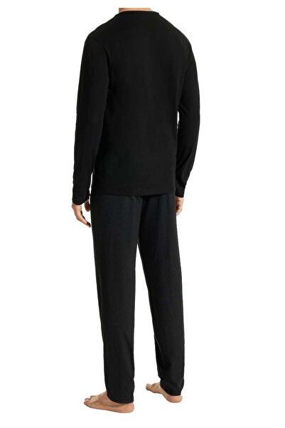 uncover by Schiesser Herren Schlafanzug 2-tlg. Set - lang, V-Ausschnitt, Baumwolle, uni/gemustert