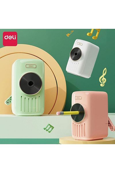 Deli Table Top Musical Pastel Pink Pencil Sharpener